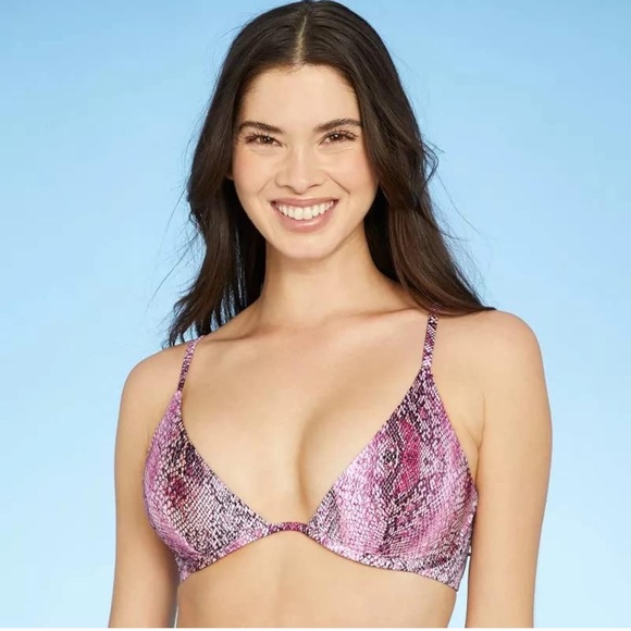 Shade Shore Underwire Pink Snake Swimsuit Bikini Top Womens M L 36D 36 D - Picture 1 of 17